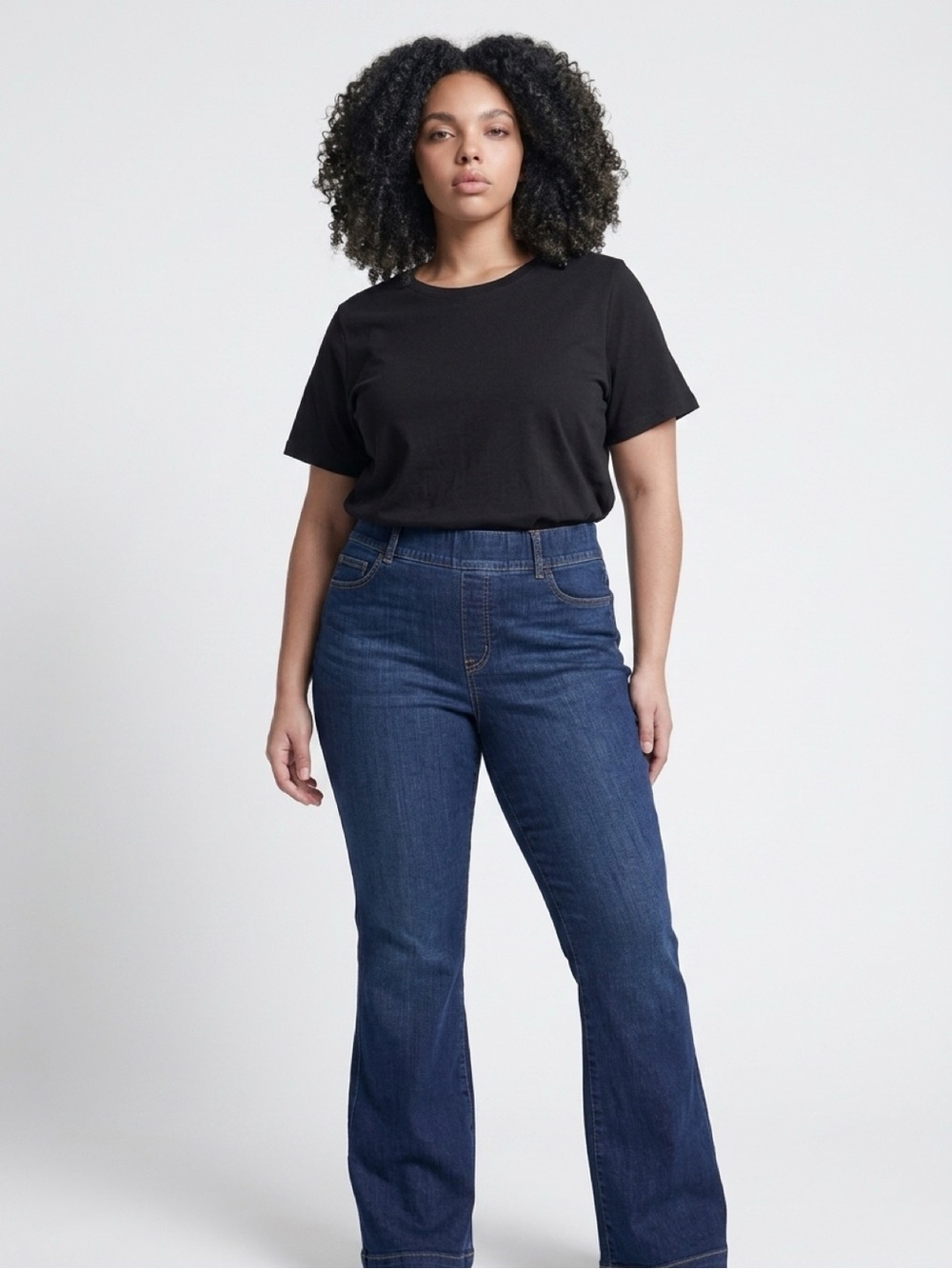 SPANX Flare Pull On Stretch Denim Jeans Midnight Shade Shapewear Sz 2X Tall